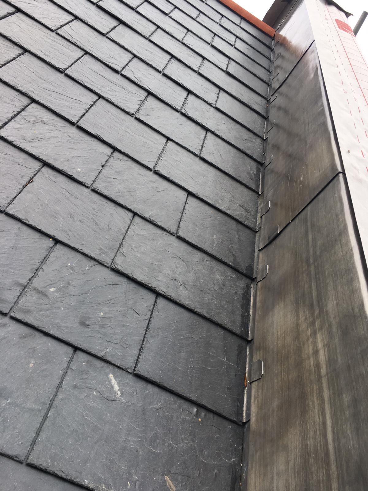 Close-up roof slate and verge detail