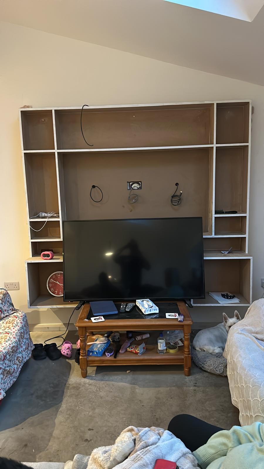 Bespoke media wall with built-in joinery and shelving